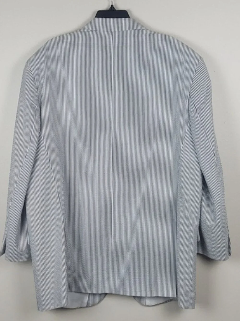 Vinci Seersucker Blazer Gray Striped Cotton 52S Preppy Old Money Wedding Summer